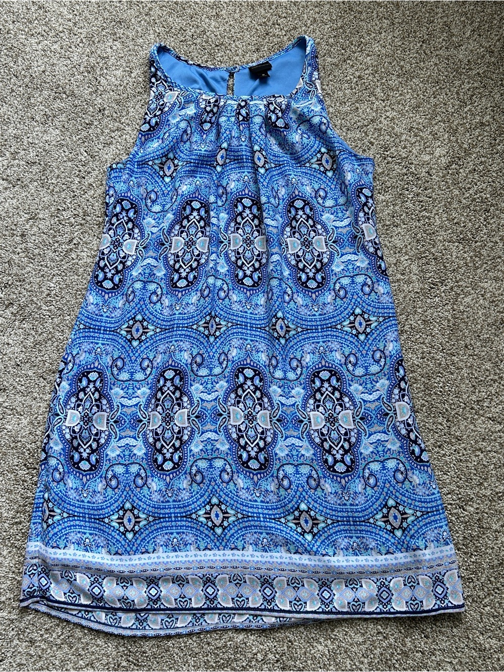 Worthington Women's Blue Paisley Print Sleeveless Shift Dress, Size Medium